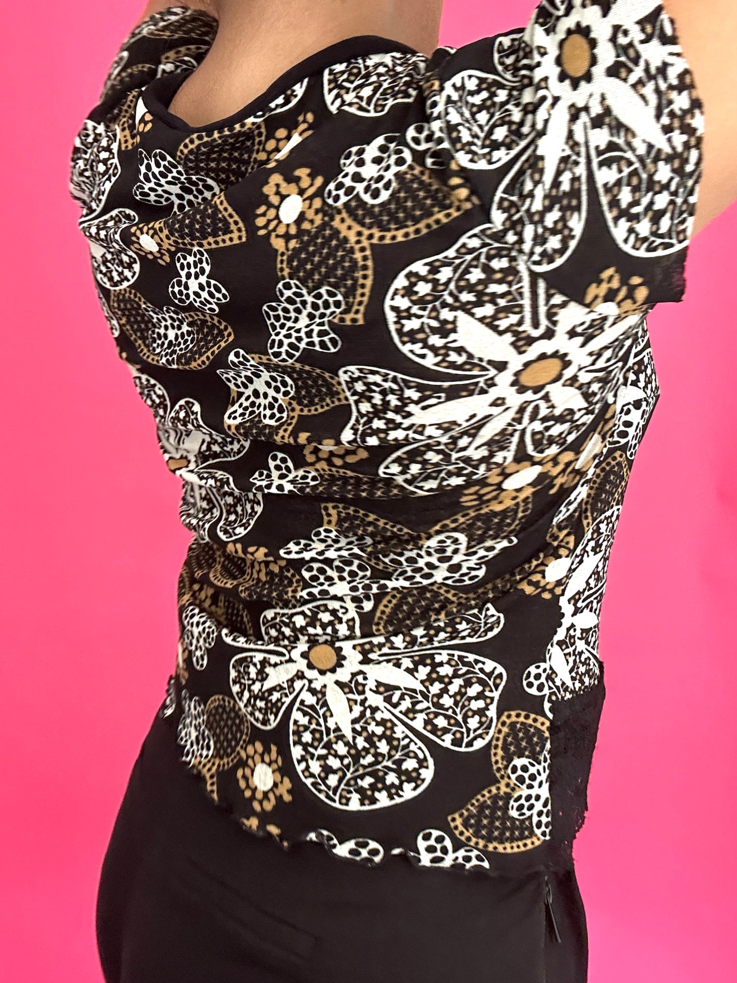 Y2K Mesh Lace Layered Top