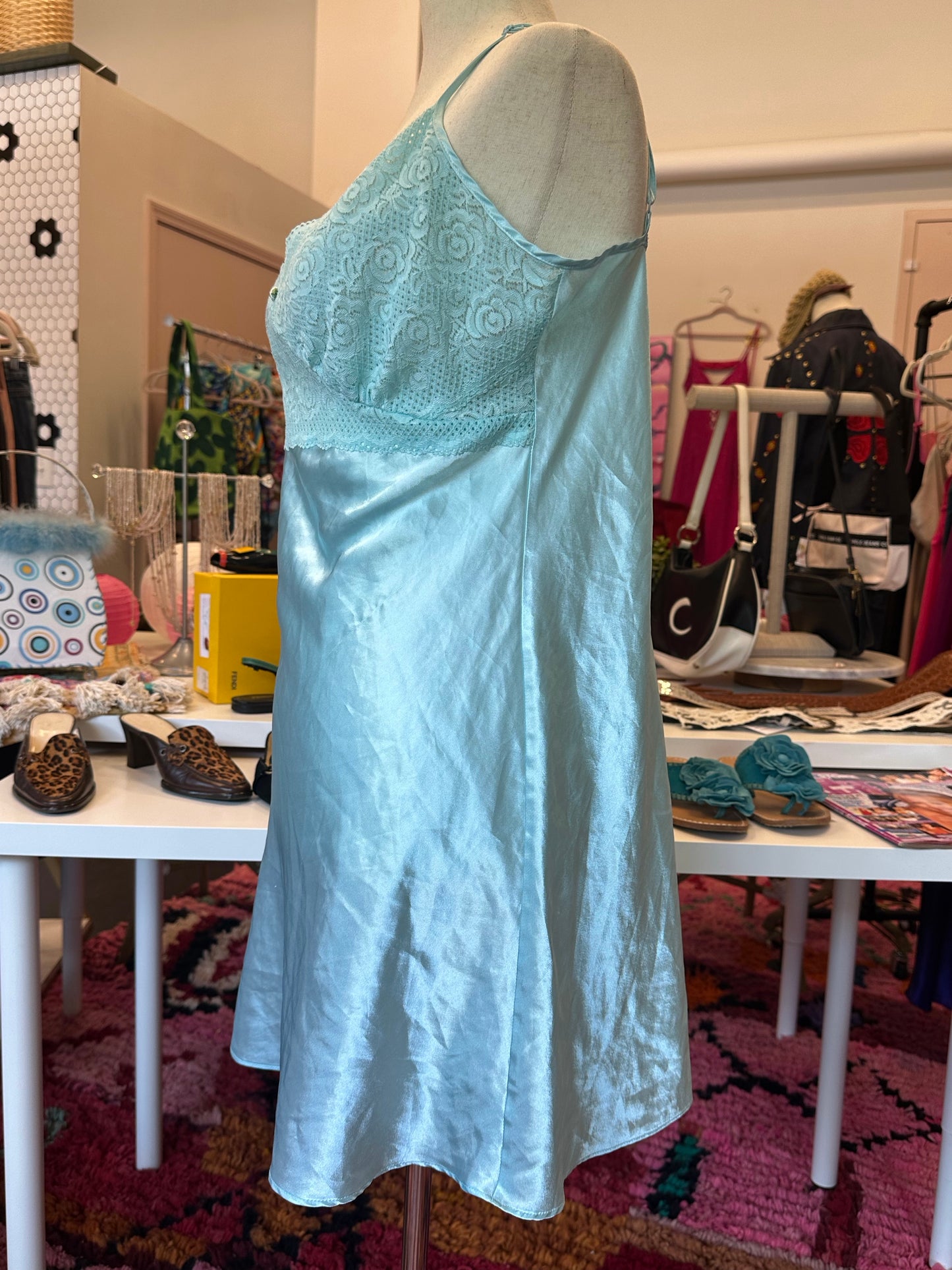 2000s Blue Slip Dress (M)