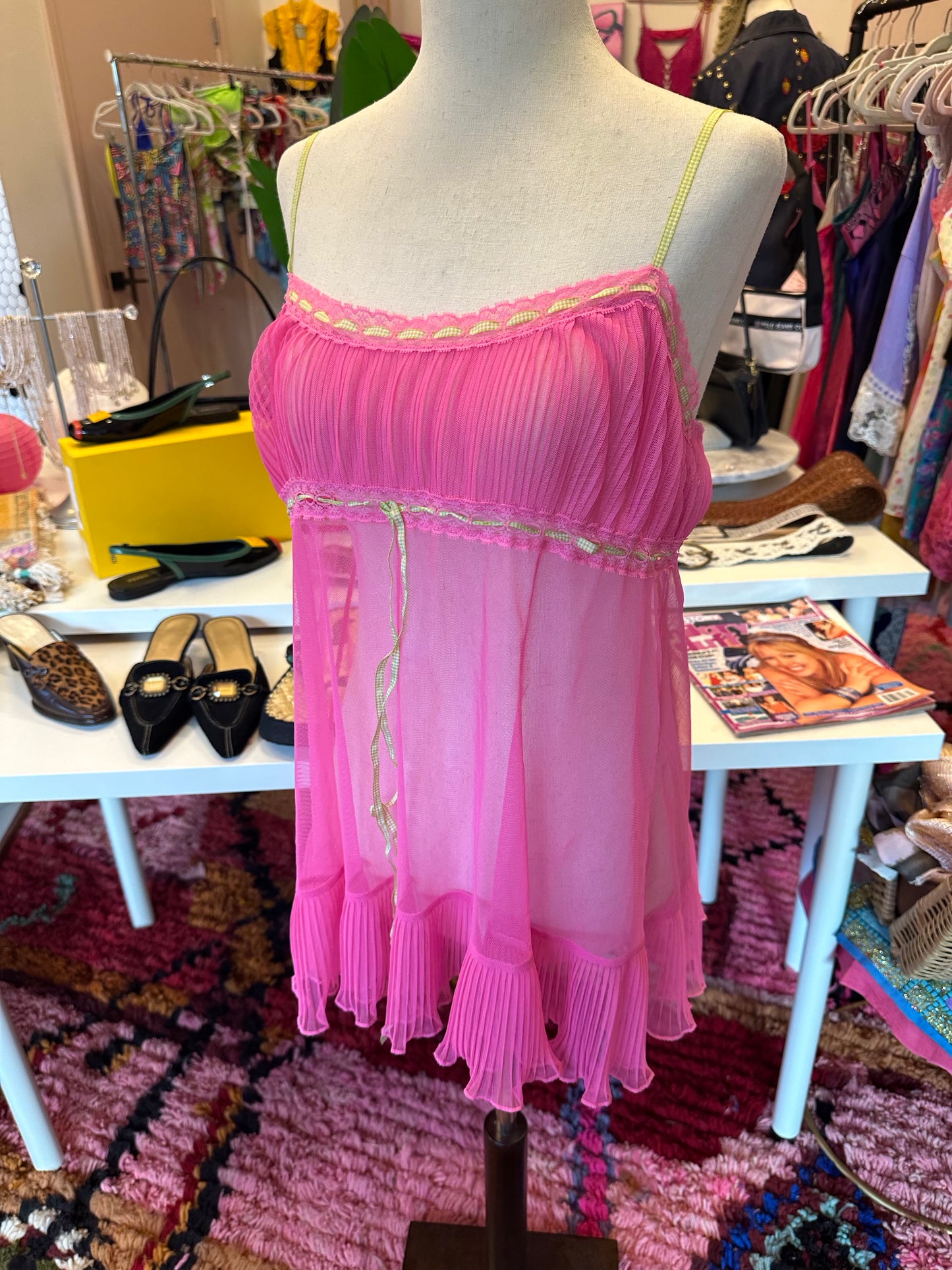 2003 Pink Gingham Mesh Slip (S)