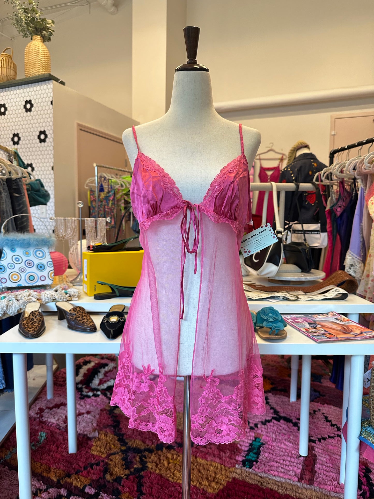 2002 Pink Mesh Babydoll (M)