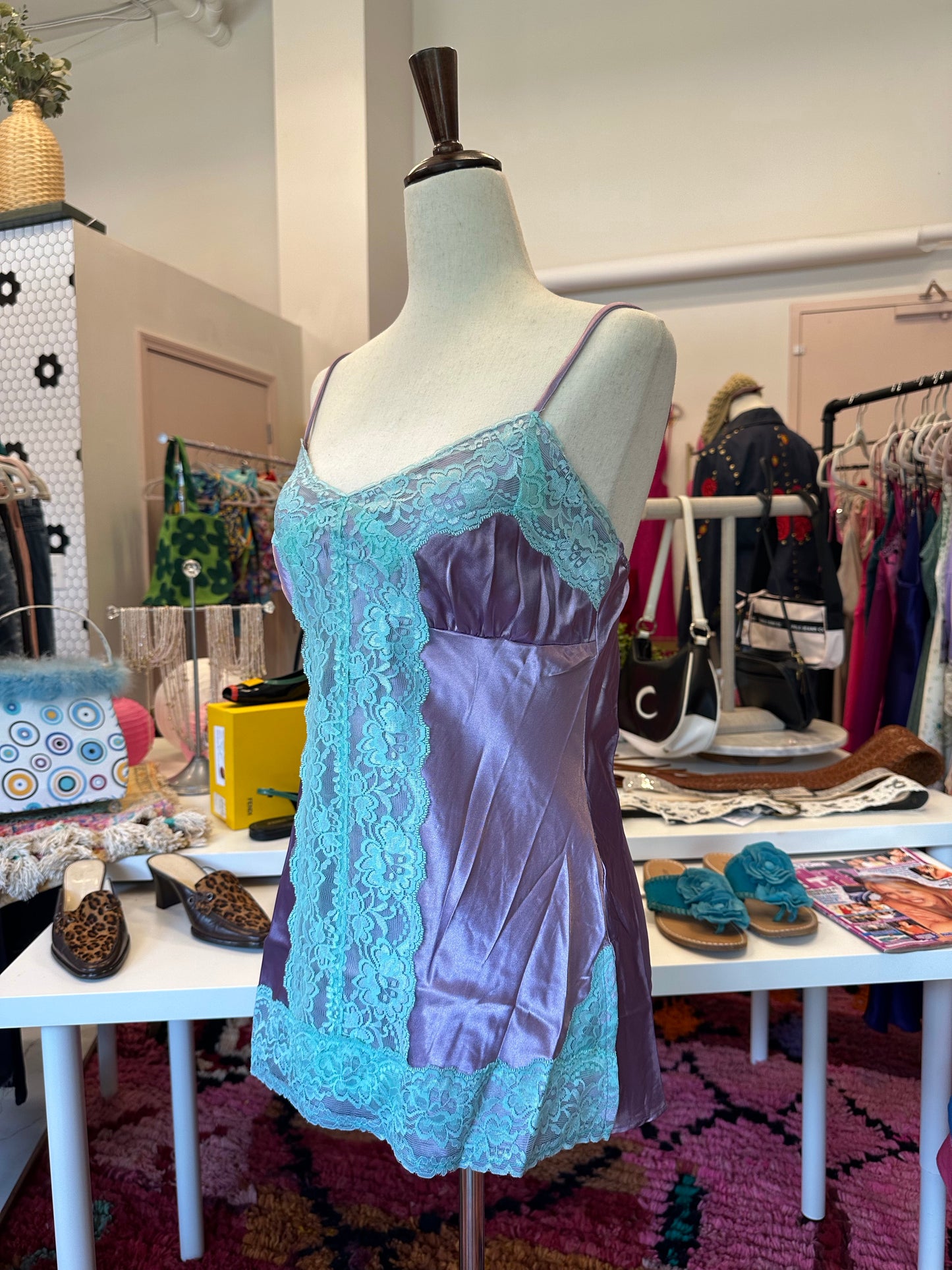 Y2K Purple Satin Lace Cami (M)