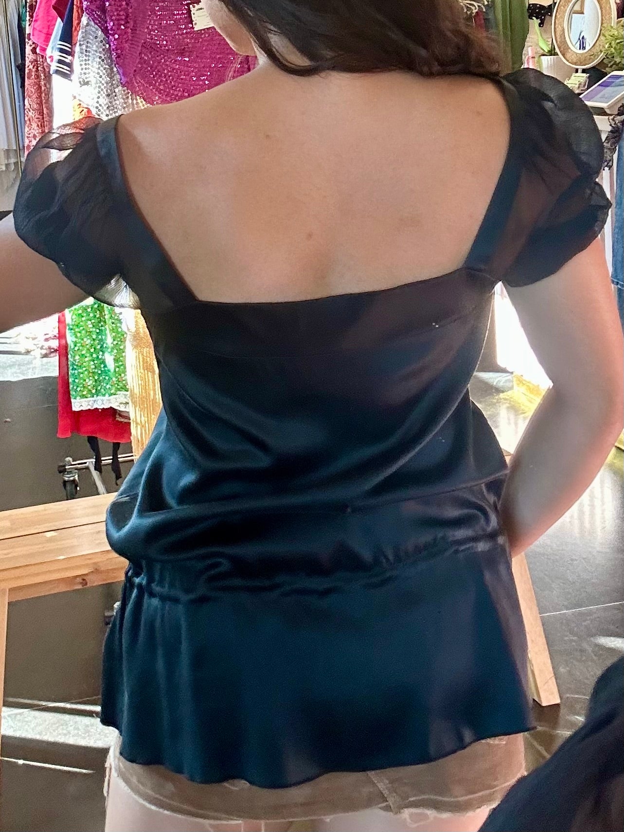 Y2K Silk Drop Waist Top (S)