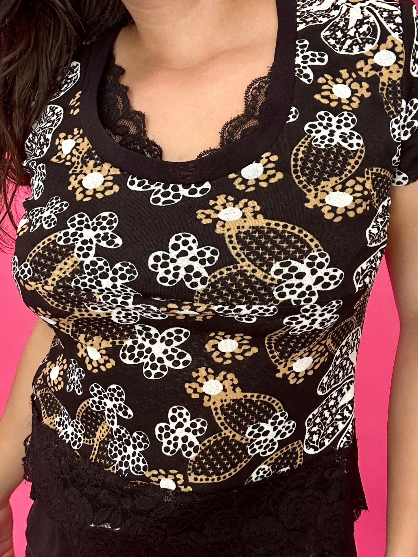 Y2K Mesh Lace Layered Top