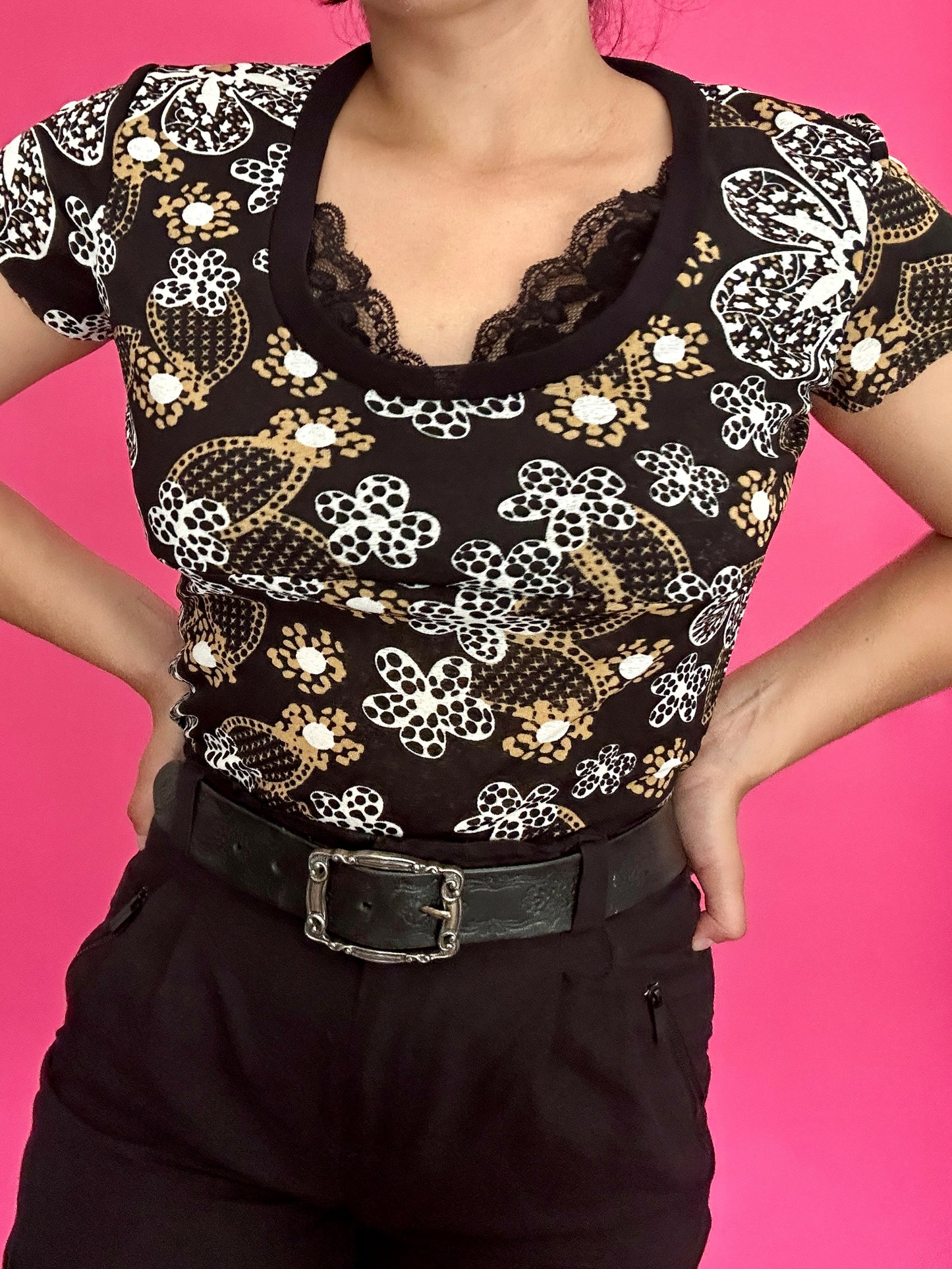 Y2K Mesh Lace Layered Top