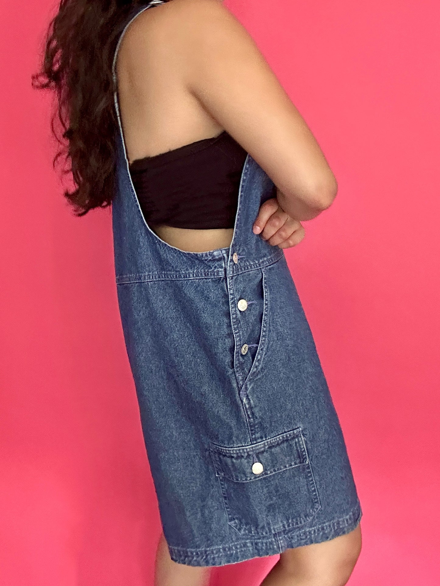 Y2K Tweety Denim Short Overalls (14W/16W)