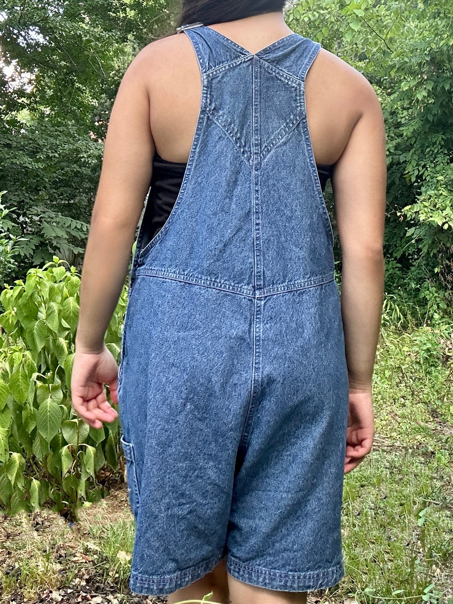 Y2K Tweety Denim Short Overalls (14W/16W)