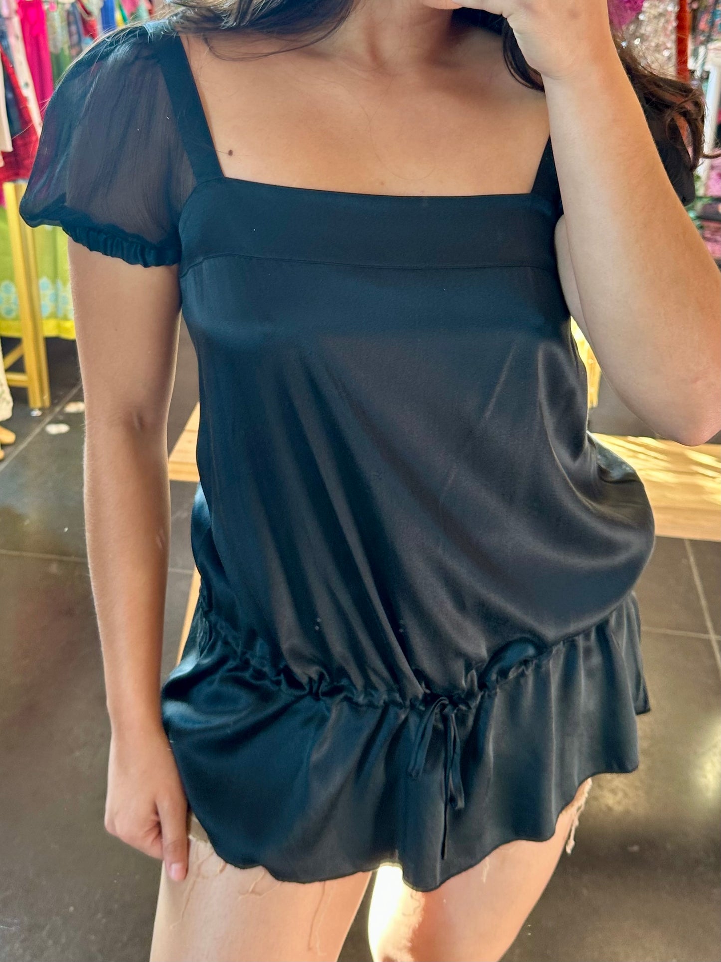 Y2K Silk Drop Waist Top (S)