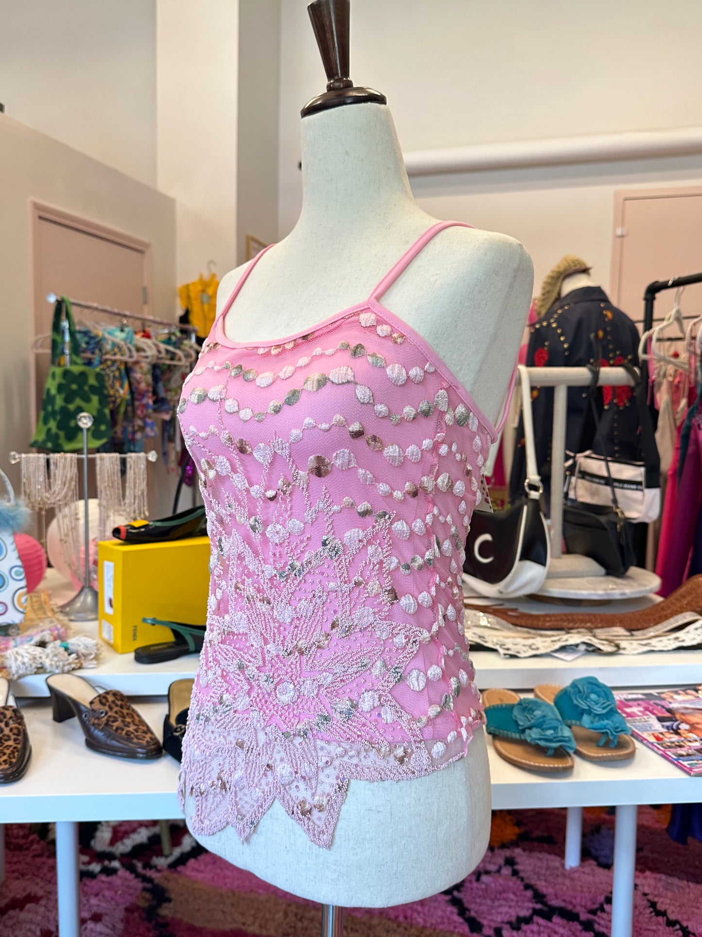 Y2K Embellished Pink Top (S)
