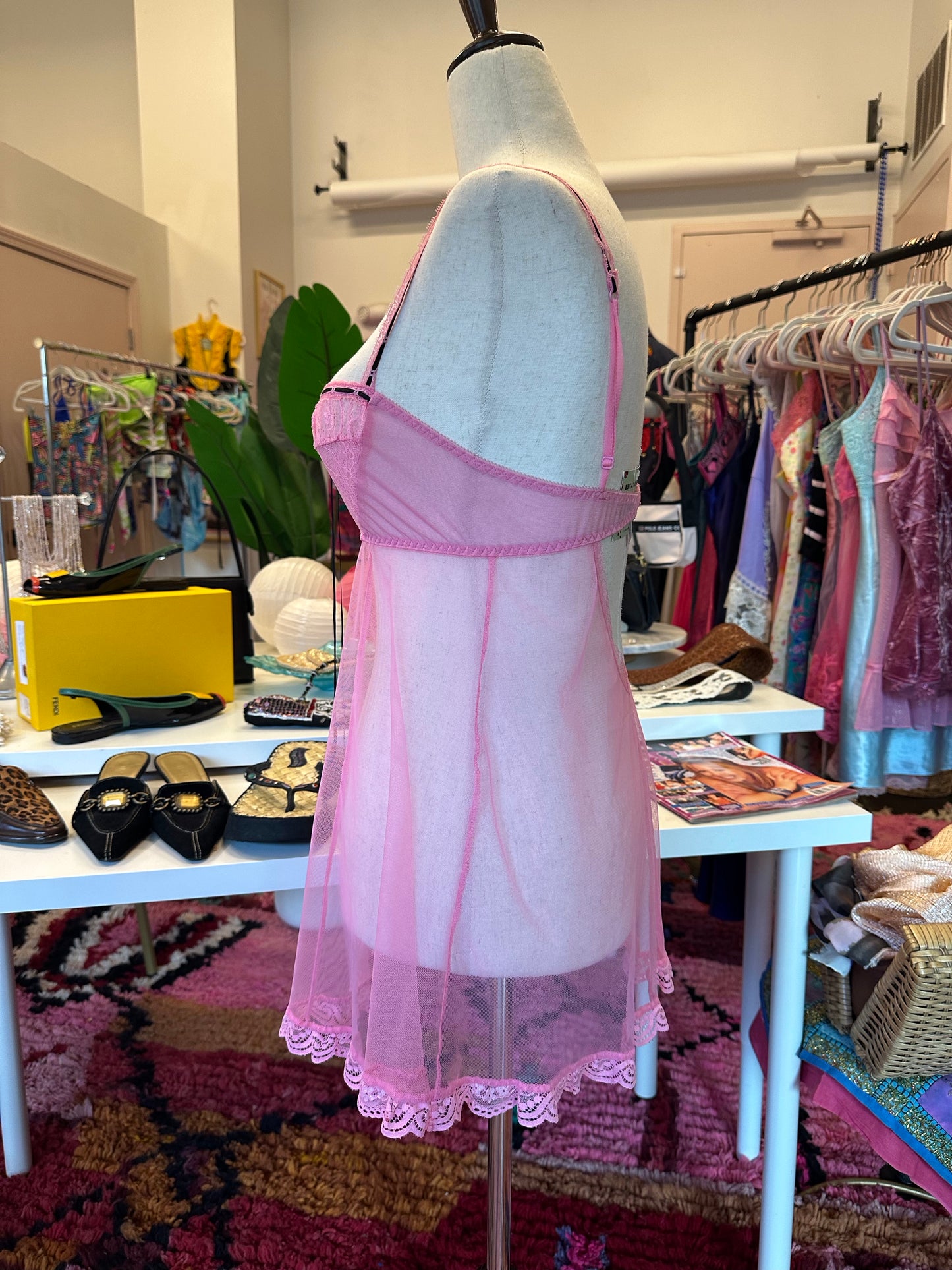 Y2K Mesh Milkmaid Slip (S)