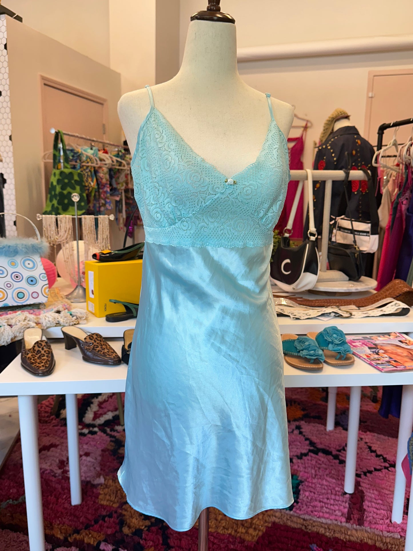 2000s Blue Slip Dress (M)
