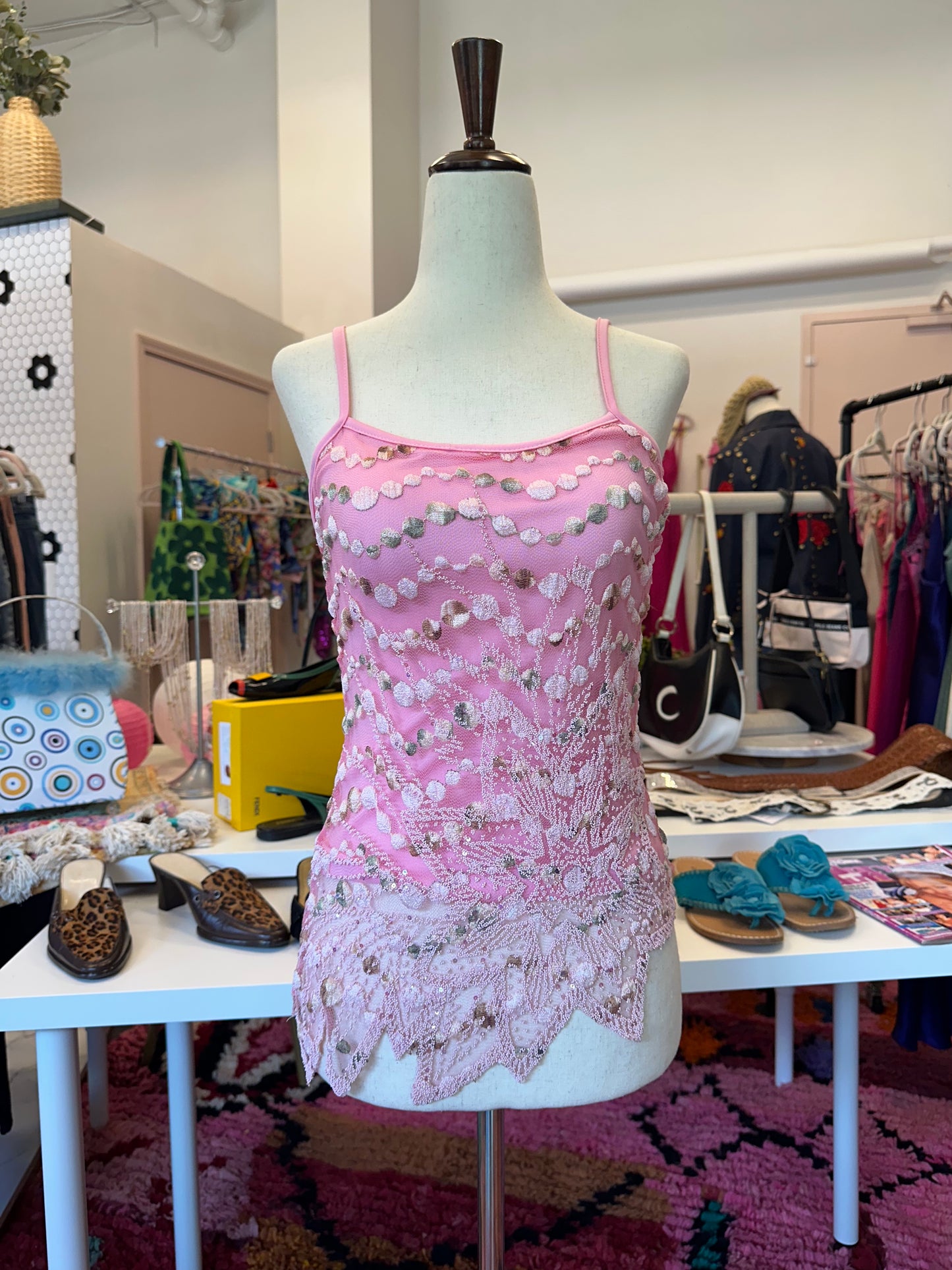 Y2K Embellished Pink Top (S)