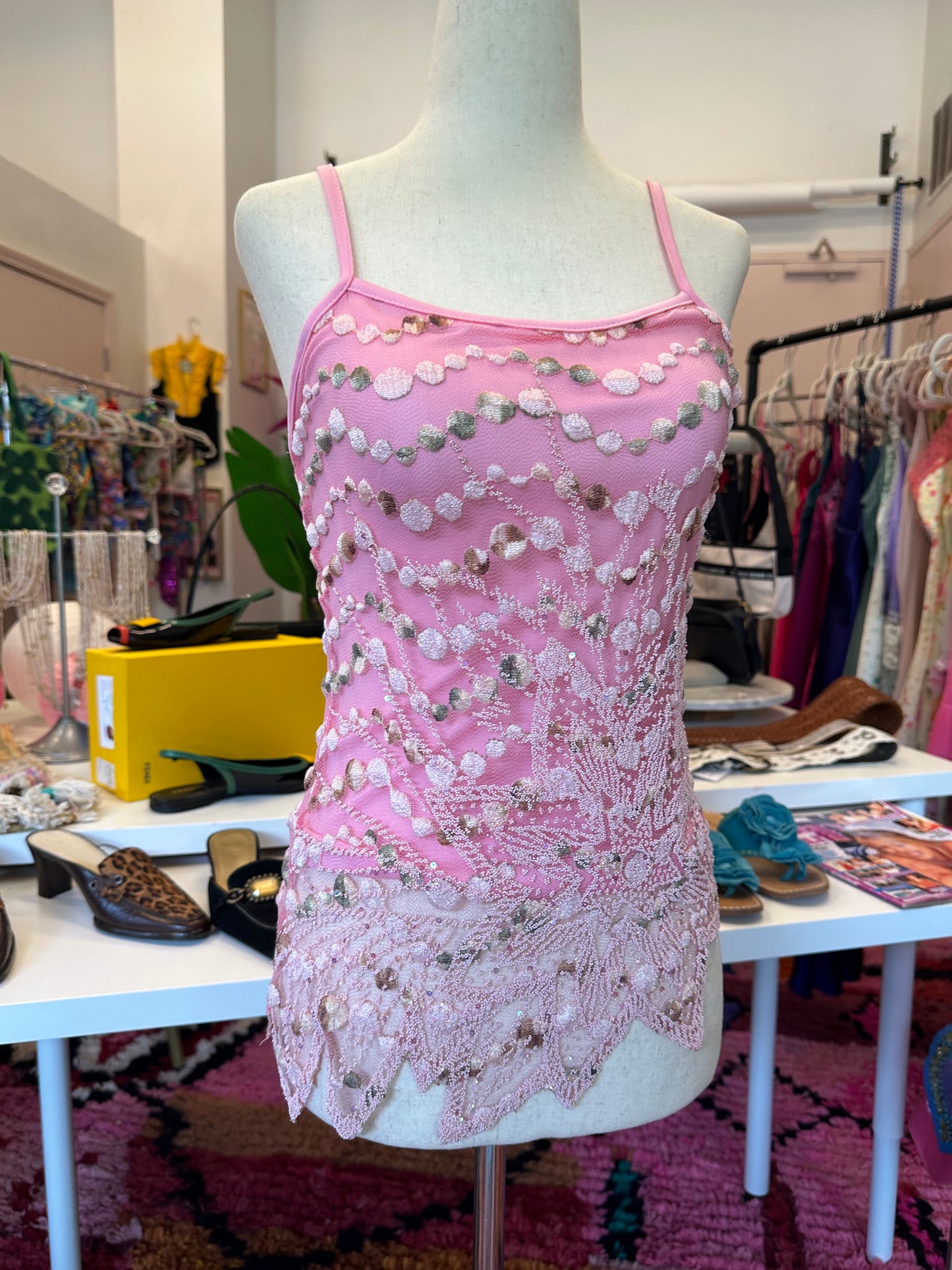 Y2K Embellished Pink Top (S)