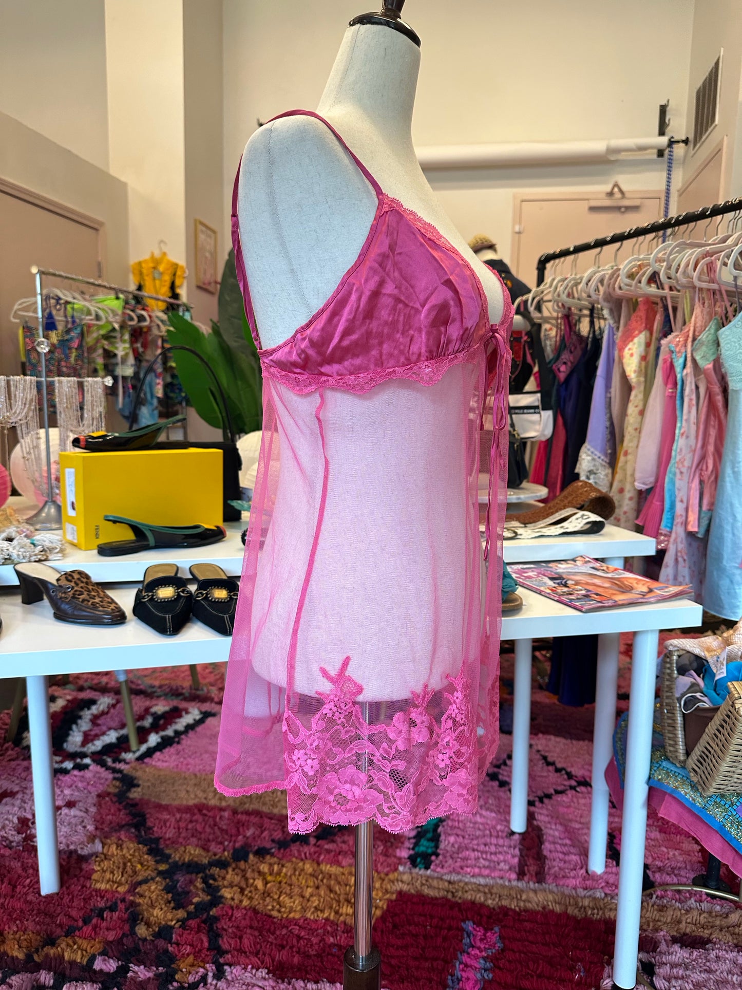 2002 Pink Mesh Babydoll (M)
