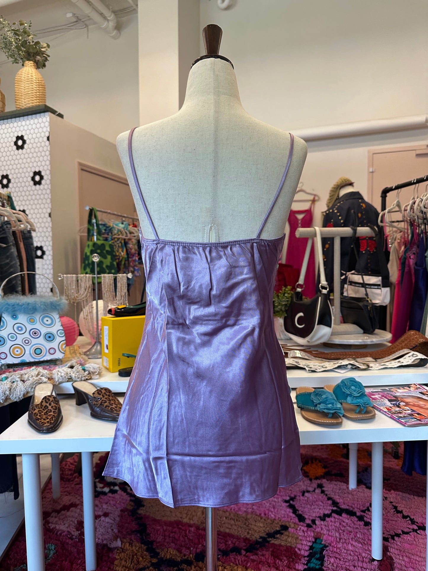 Y2K Purple Satin Lace Cami (M)
