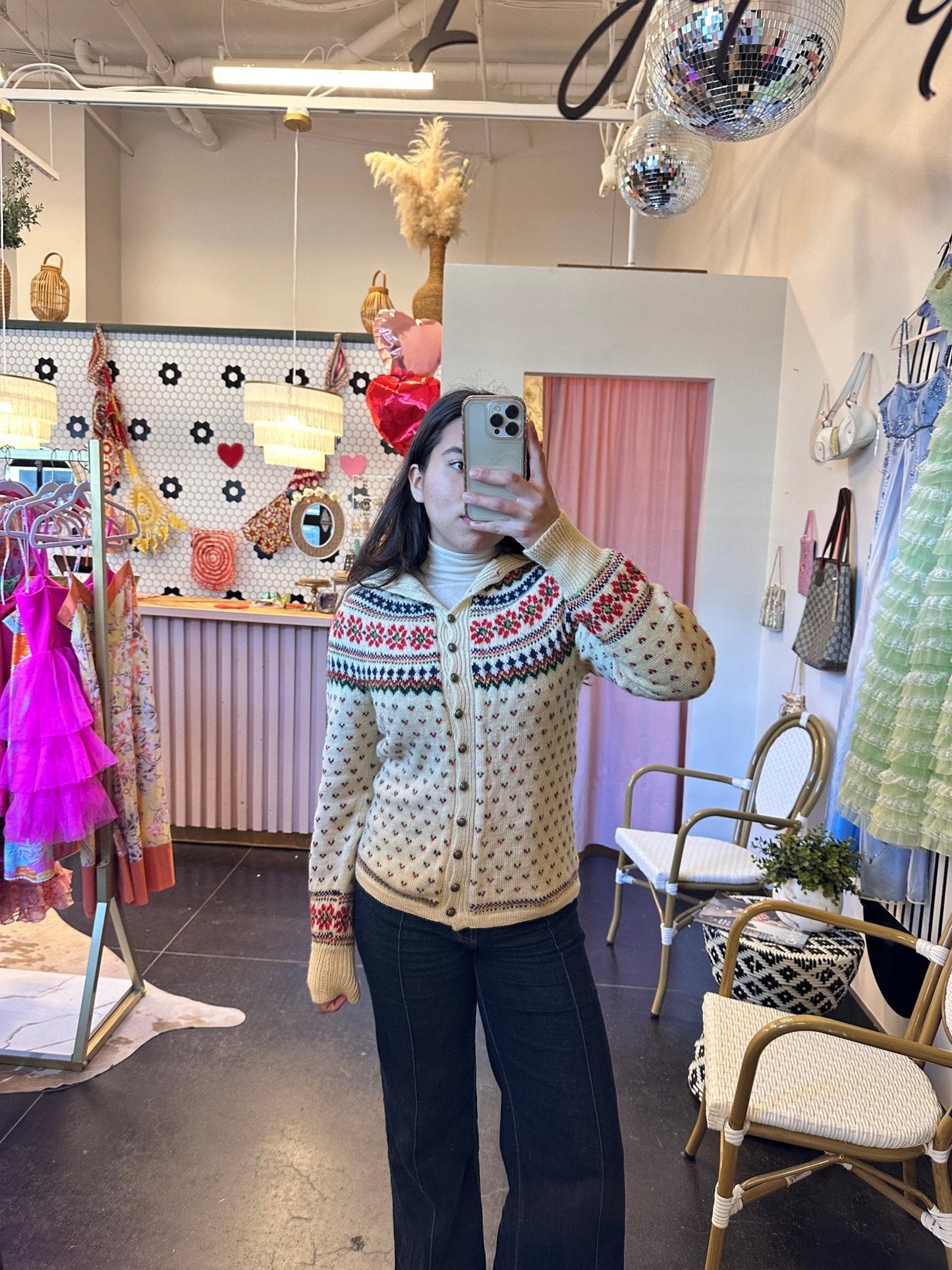 1950s Nordic Wool Fair Isle Sweater (L) - Esita The Label