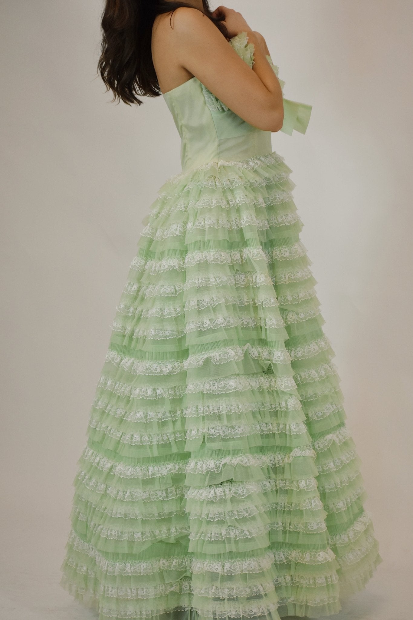1950s Pastel Green Gown (M) - Esita The Label
