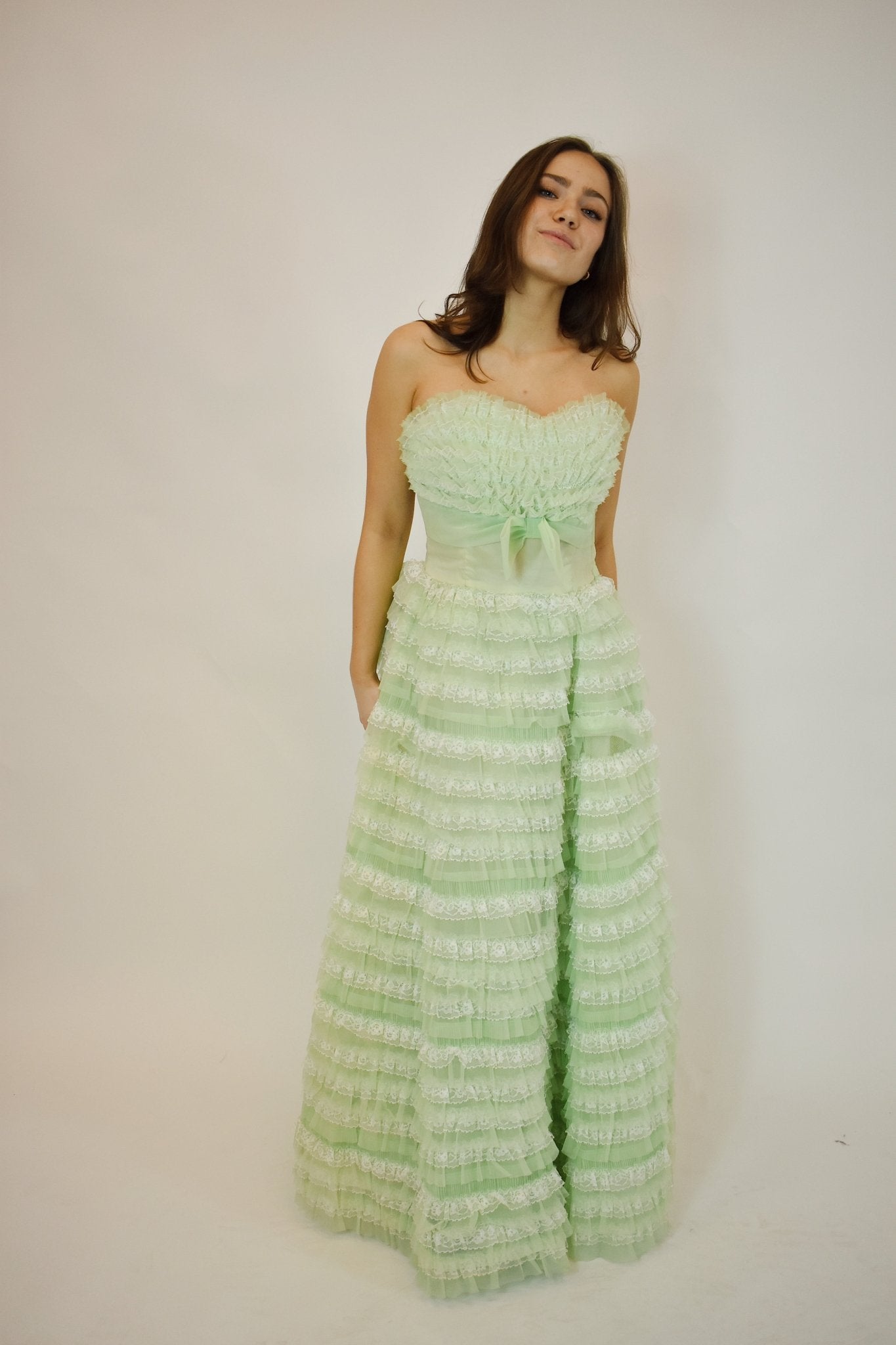 1950s Pastel Green Gown (M) - Esita The Label