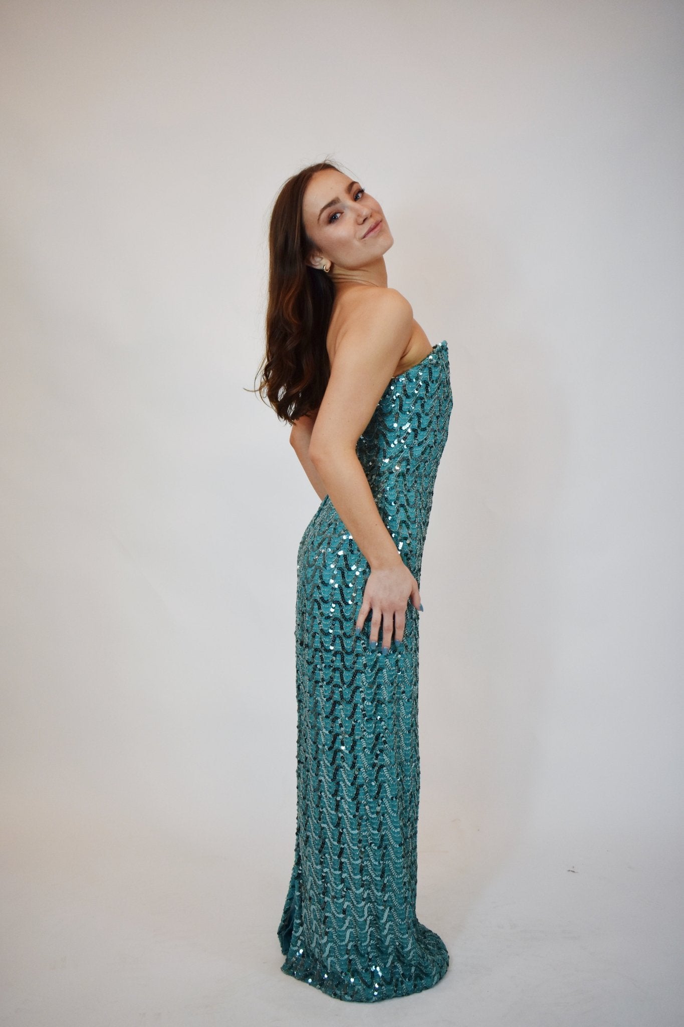 90s Vintage Blue Beaded Gown (8) - Esita The Label