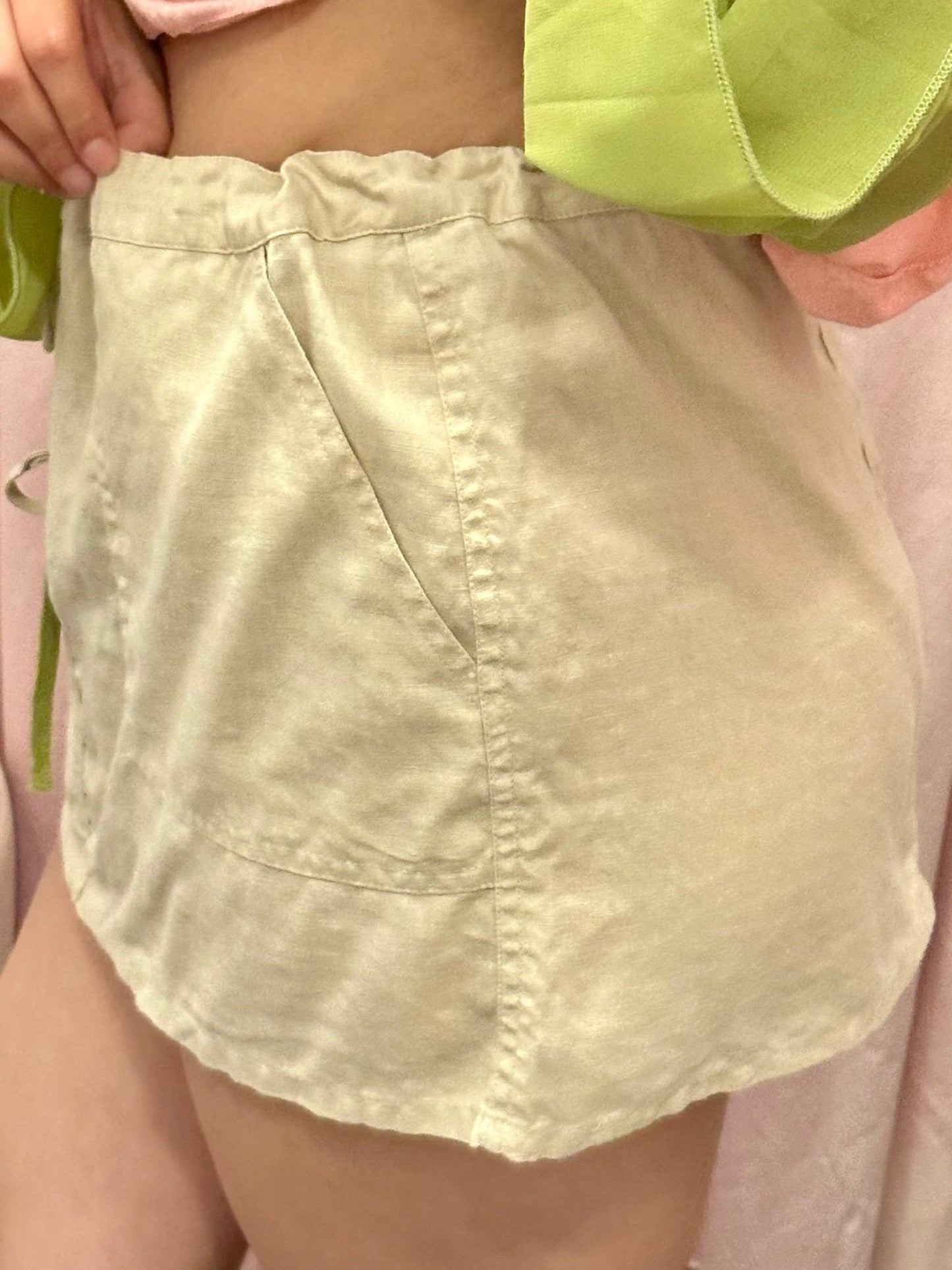 Y2K Linen Mini Skirt (M) - Esita The Label