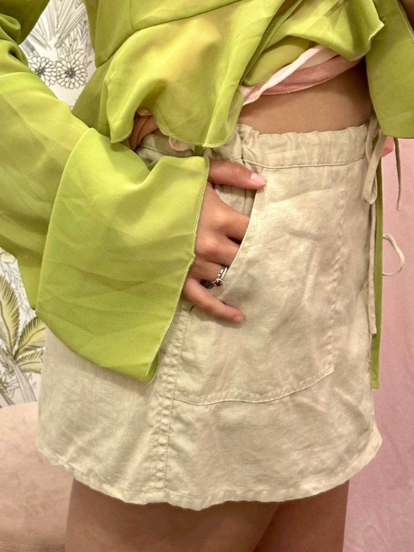 Y2K Linen Mini Skirt (M) - Esita The Label