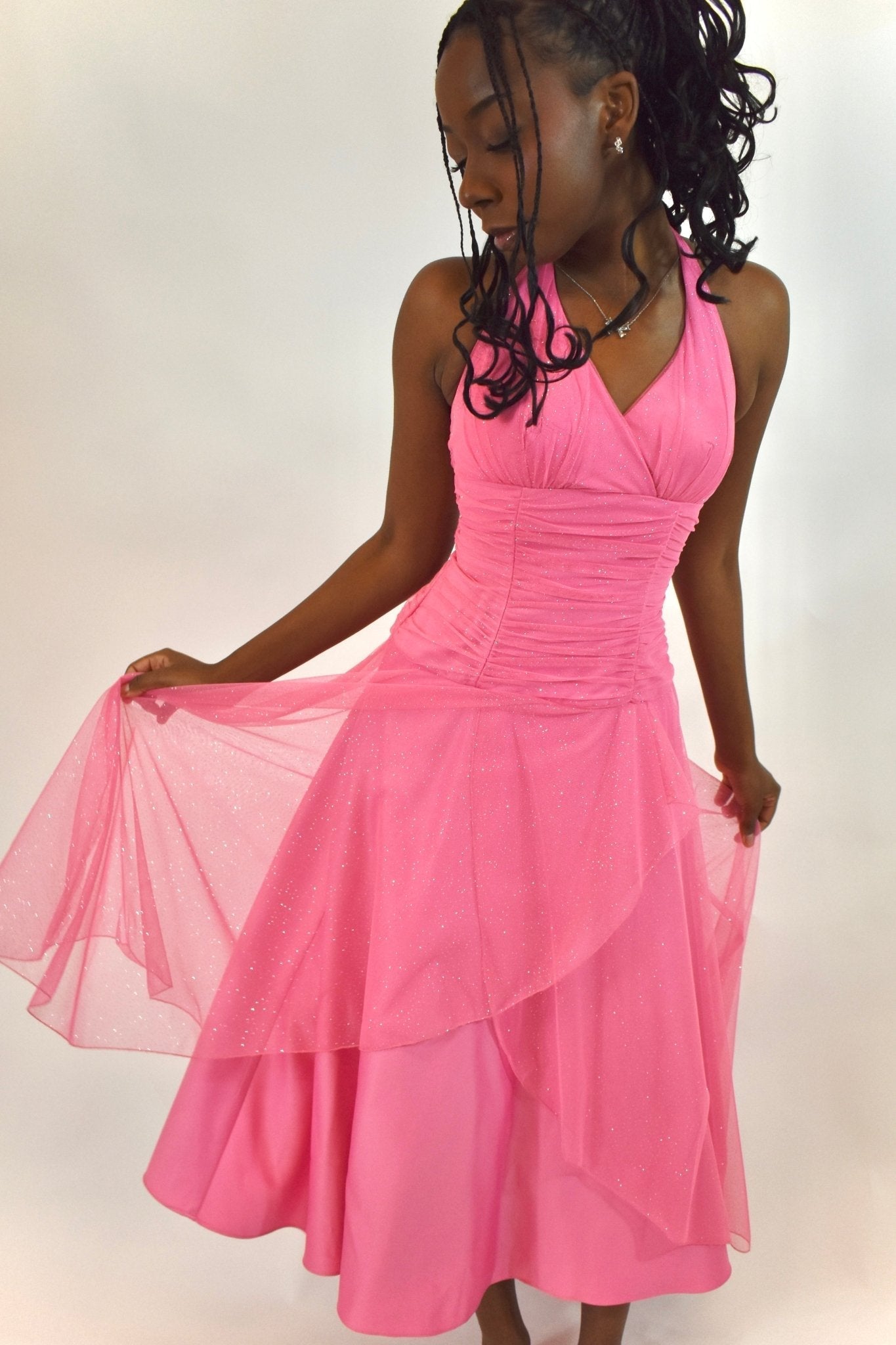 Y2K Masquerade Halter Pink Dress (XS) - Esita The Label