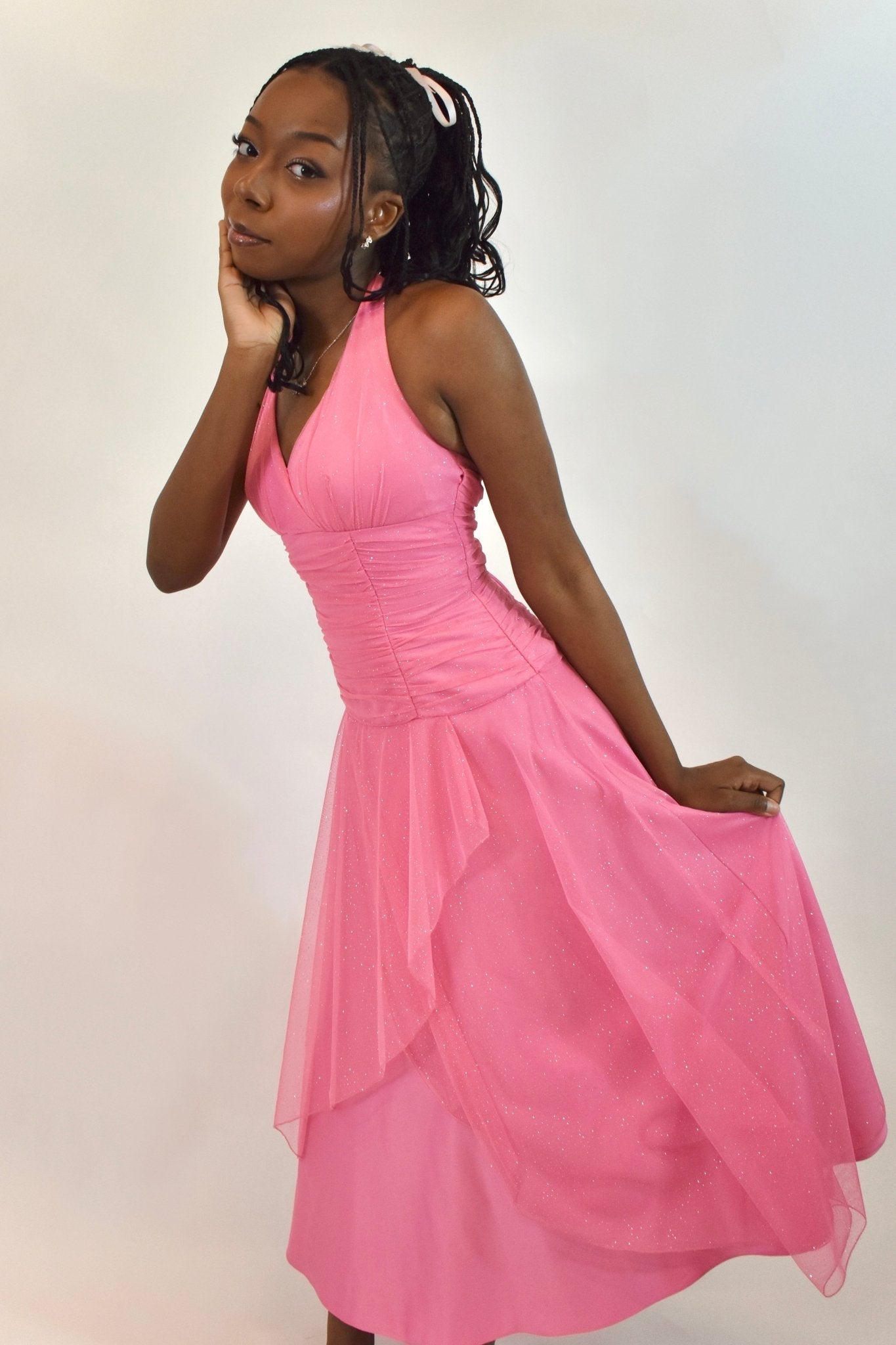 Y2K Masquerade Halter Pink Dress (XS) - Esita The Label