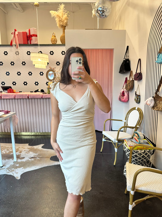 90s La Belle Cream Midi Dress (S)