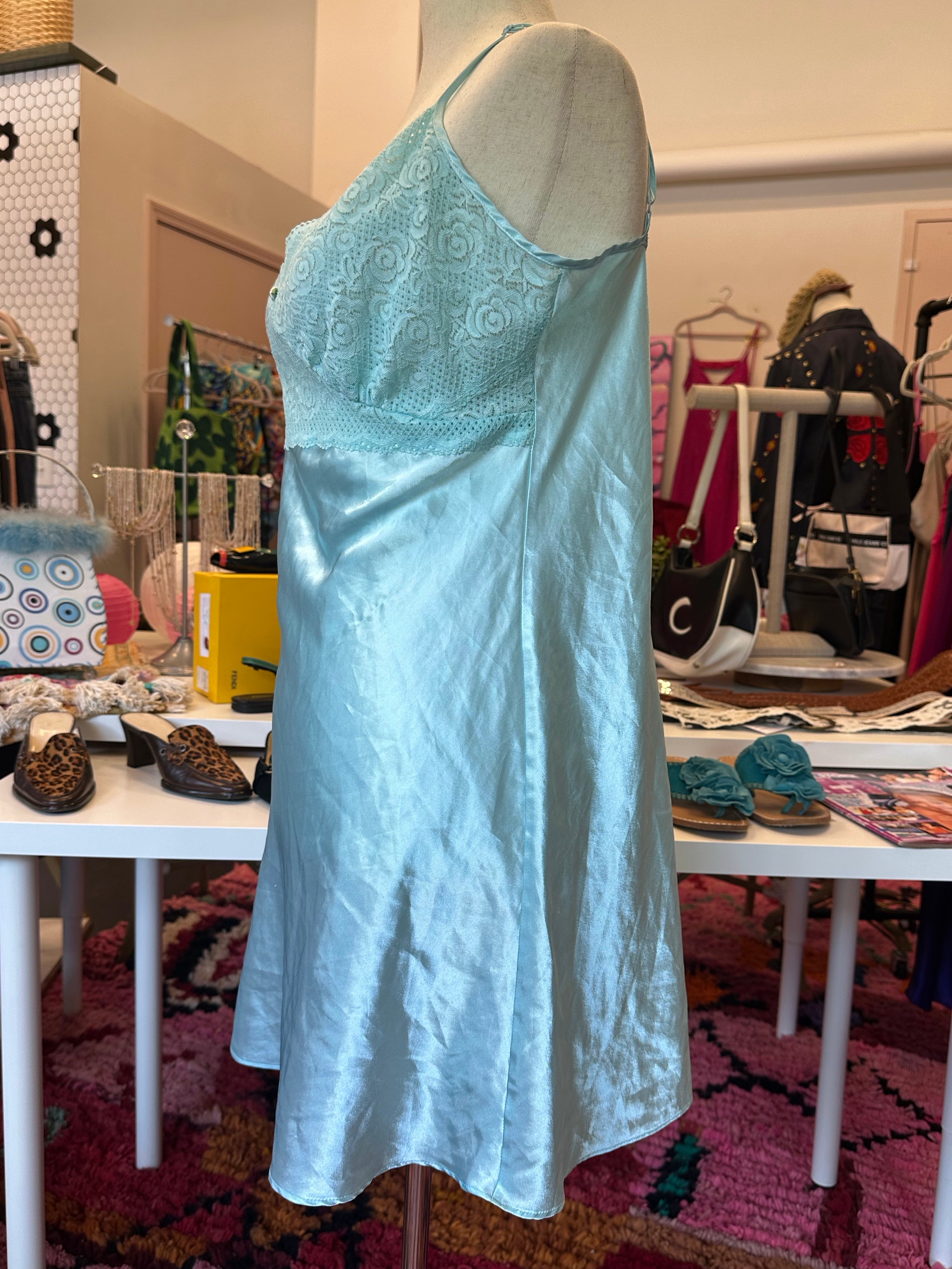 2000s Blue Slip Dress (M)