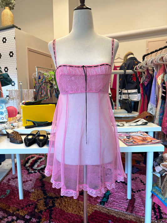 Y2K Mesh Milkmaid Slip (S)