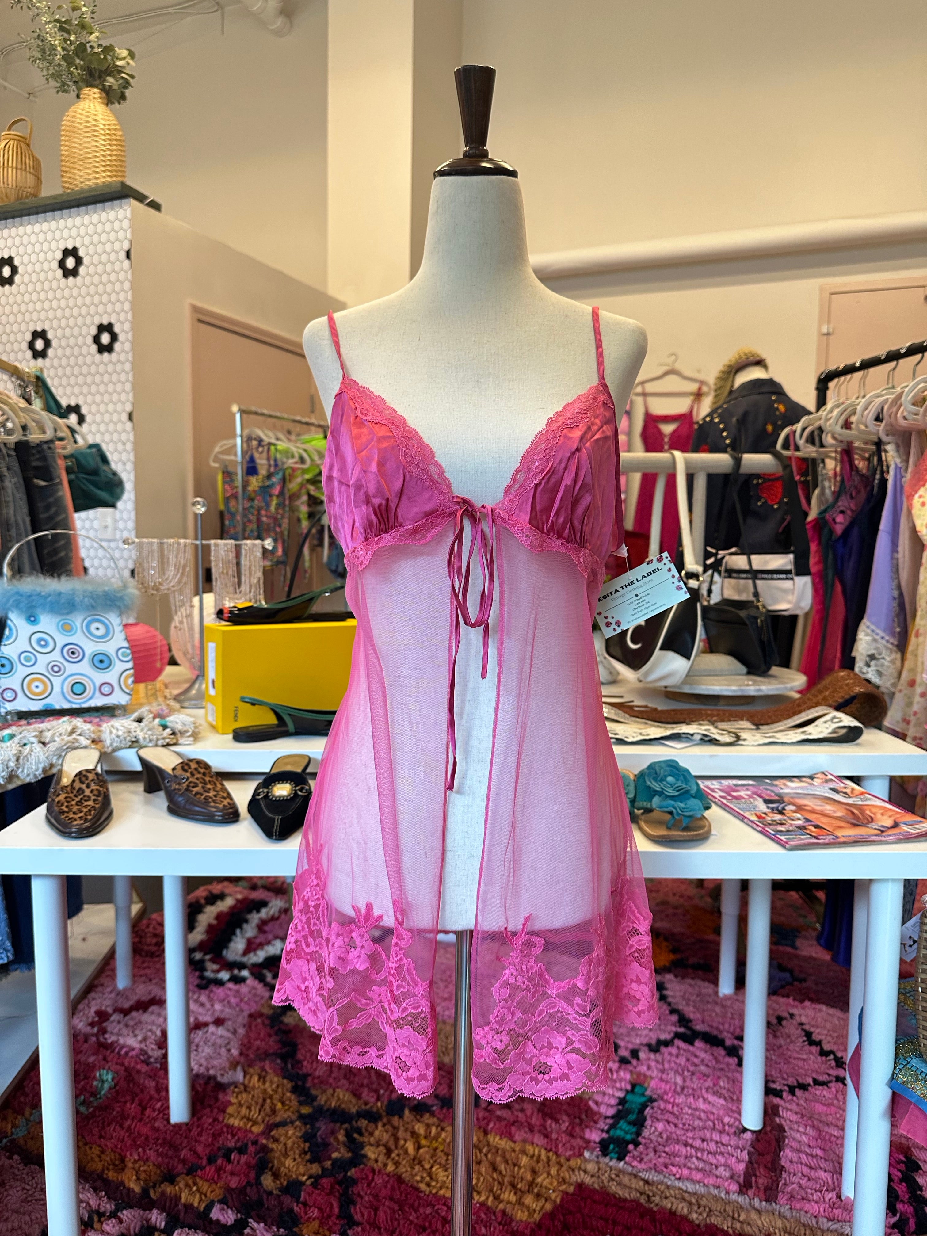 2002 Pink Mesh Babydoll (M)