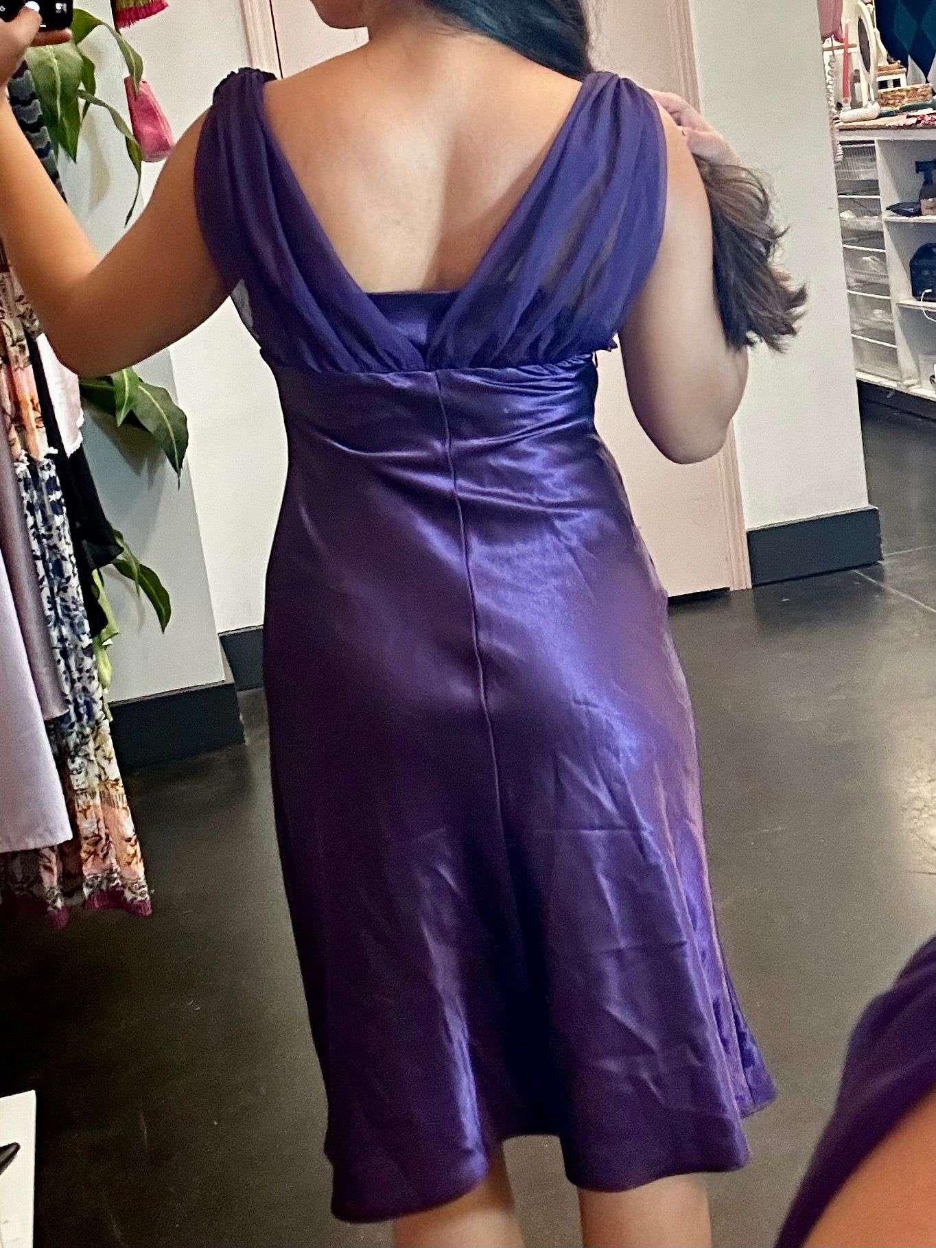 Y2K Fiesta Purple Satin Midi Dress (S)