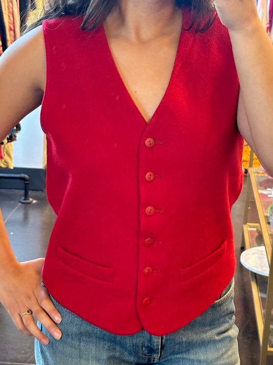 90s L.L. Bean Red Wool Vest (S)