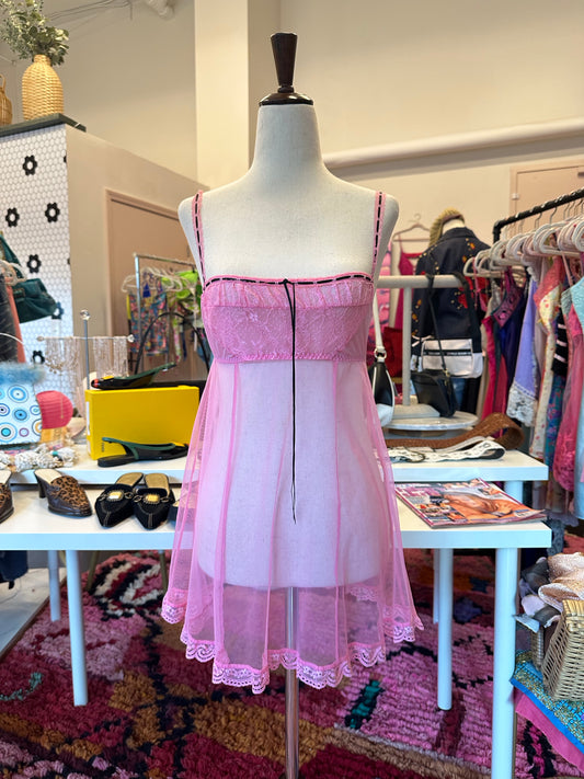 Y2K Mesh Milkmaid Slip (S)