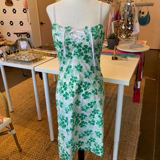 She's Cool Green Floral Patterned Mini Dress (M)