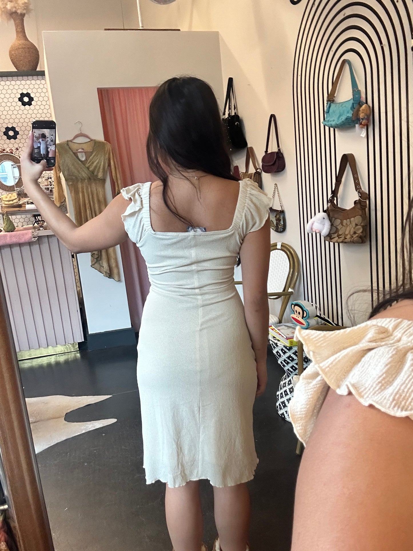 90s La Belle Cream Midi Dress (S)