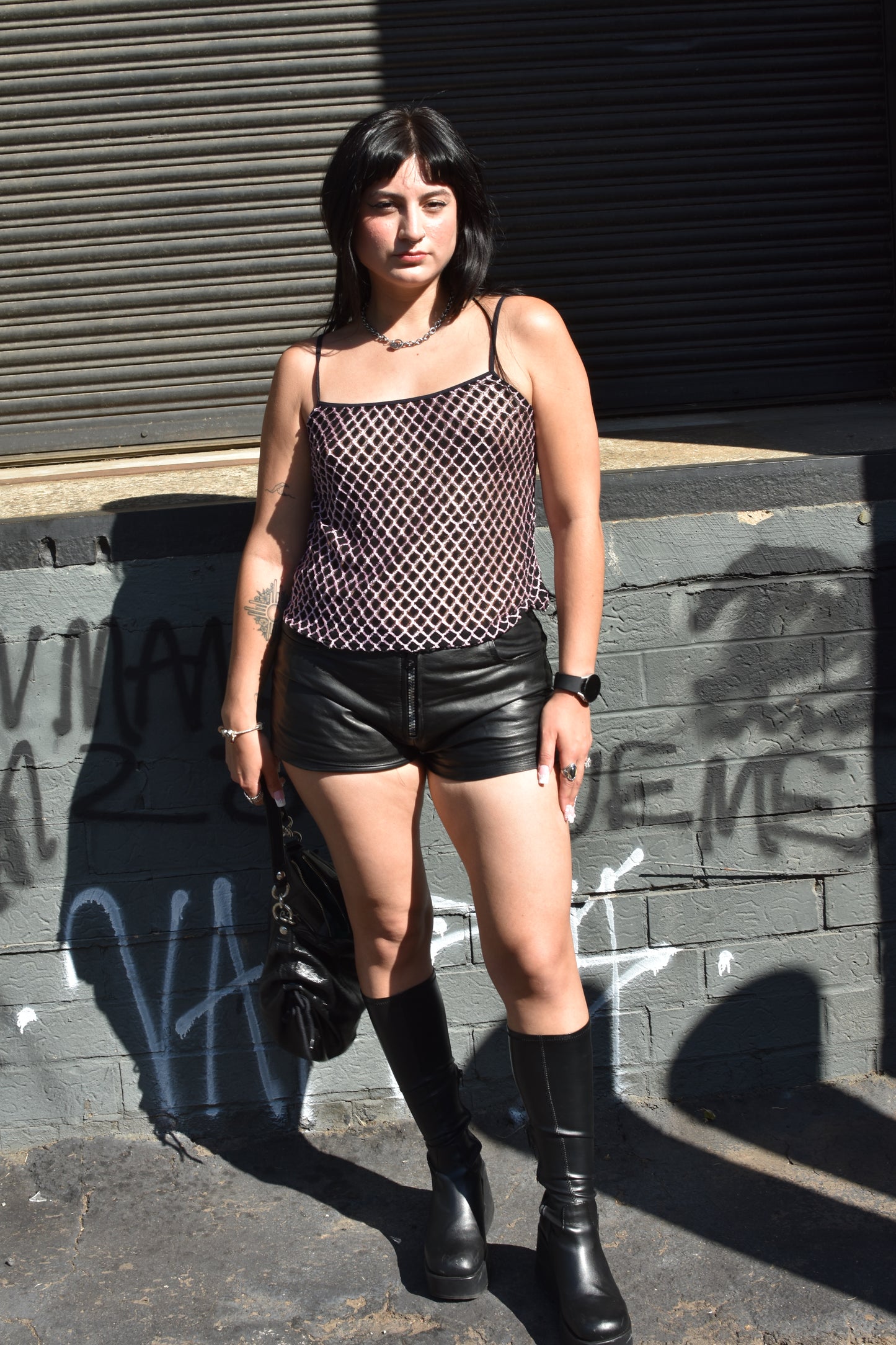 Genuine Leather Black Shorts (XL)