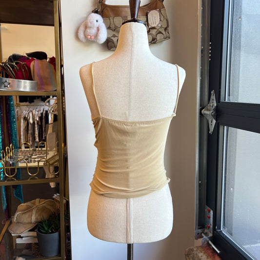 Vintage Nude Tan Cami Top With Square Neckline (M)