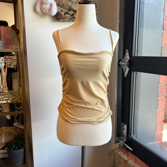 Vintage Nude Tan Cami Top With Square Neckline (M)