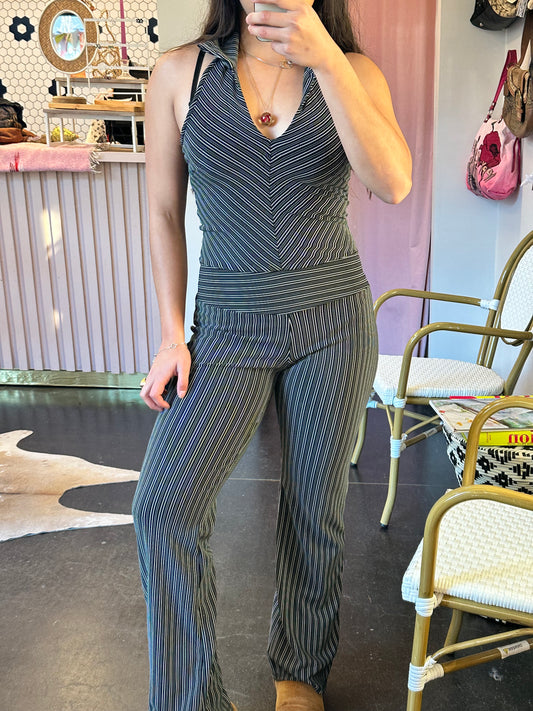 Striped Halter Jumpsuit (S)