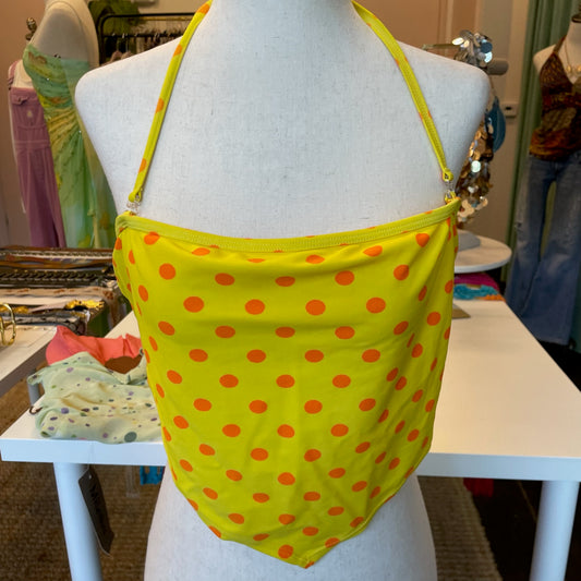 Y2K No Boundaries Polka Dot Yellow Swim Top (L)