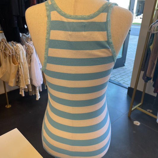 Abercrombie and Fitch Blue and White Striped Tank (L)