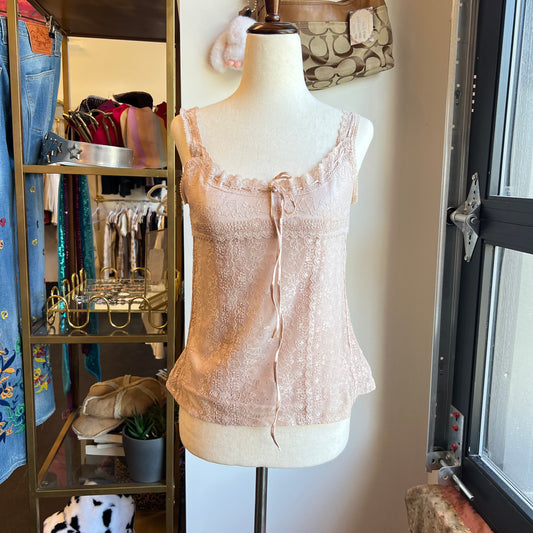 Vintage Y2k Pale Pink Milkmaid Top By Express (L)