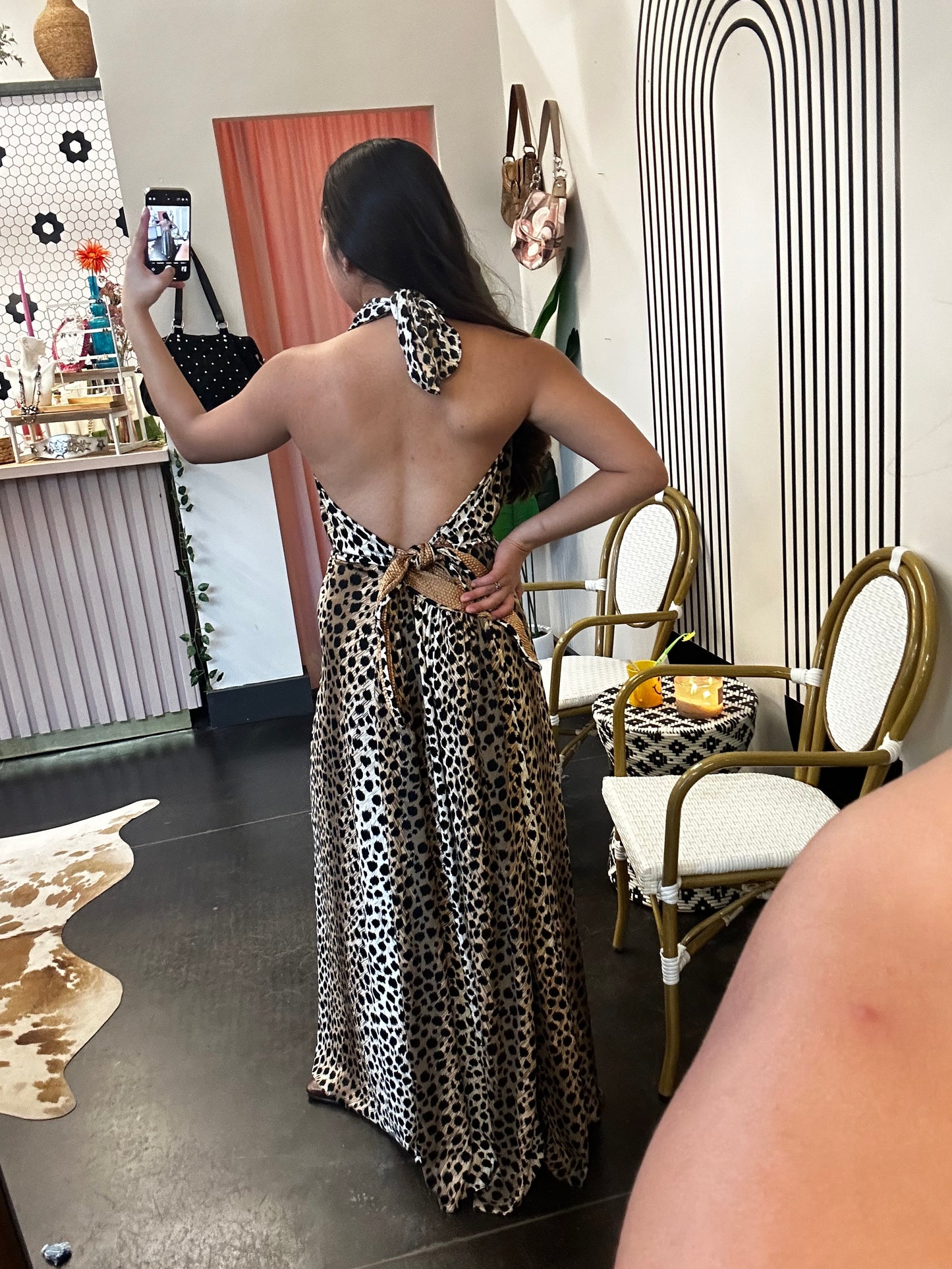 1980s Keyloun Halter Cheetah Maxi Dress (1X)