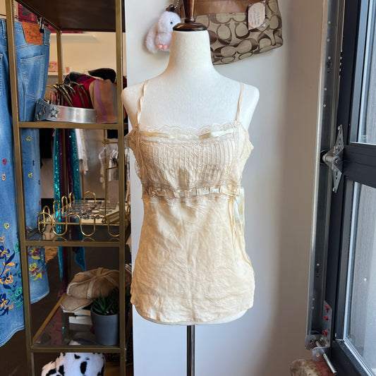 Vintage Y2k Ivory Silk Dainty Camisole By Charlotte Russe (L)