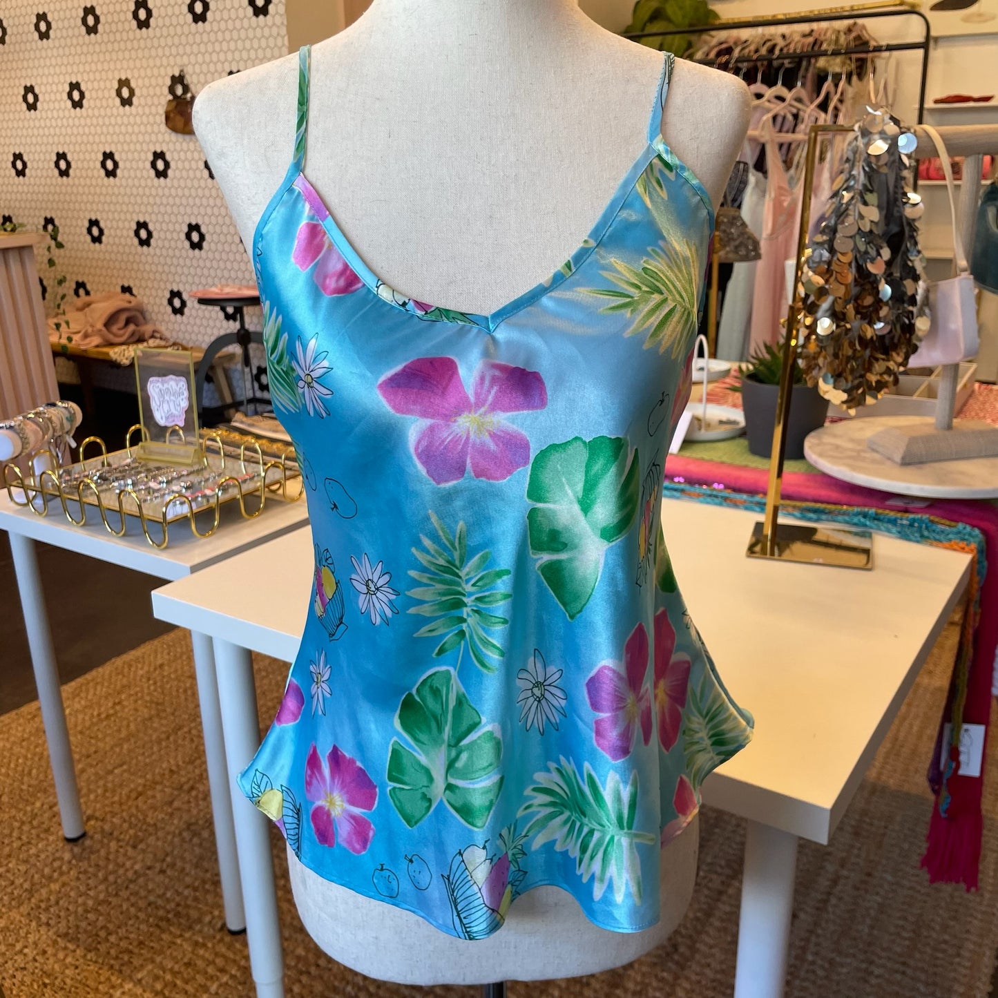 Y2K Tropical Silky Cami (S)