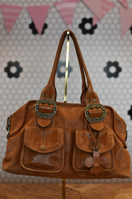 2000s Gianni Bini Brown Double Pocket Shoulder Bag