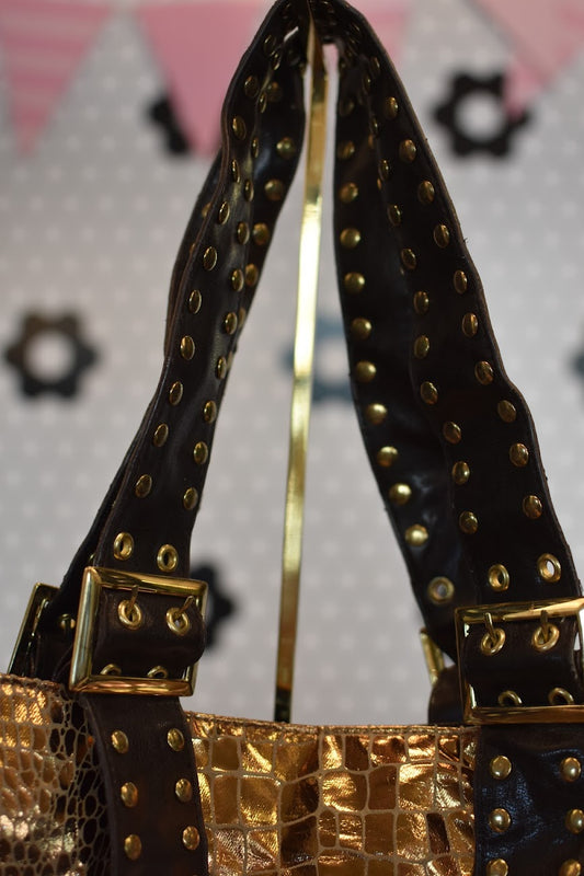 Y2K Snakeskin Grommet Tote
