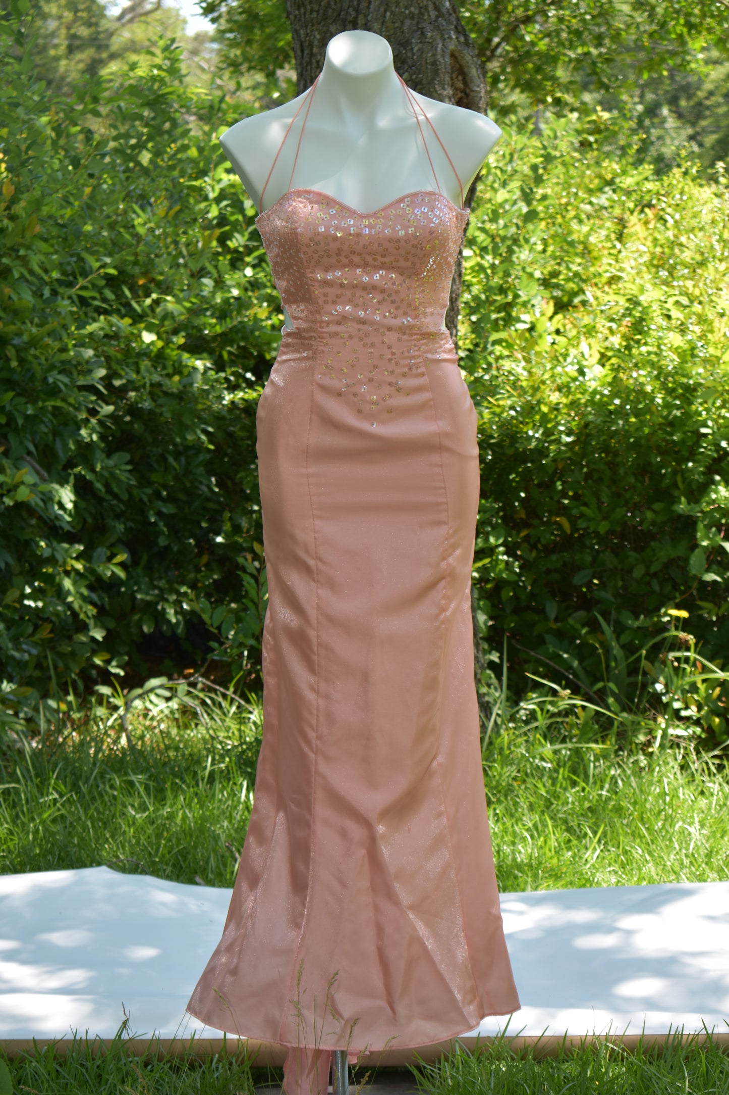 Y2K Nadine Peach Strappy Gown (5)