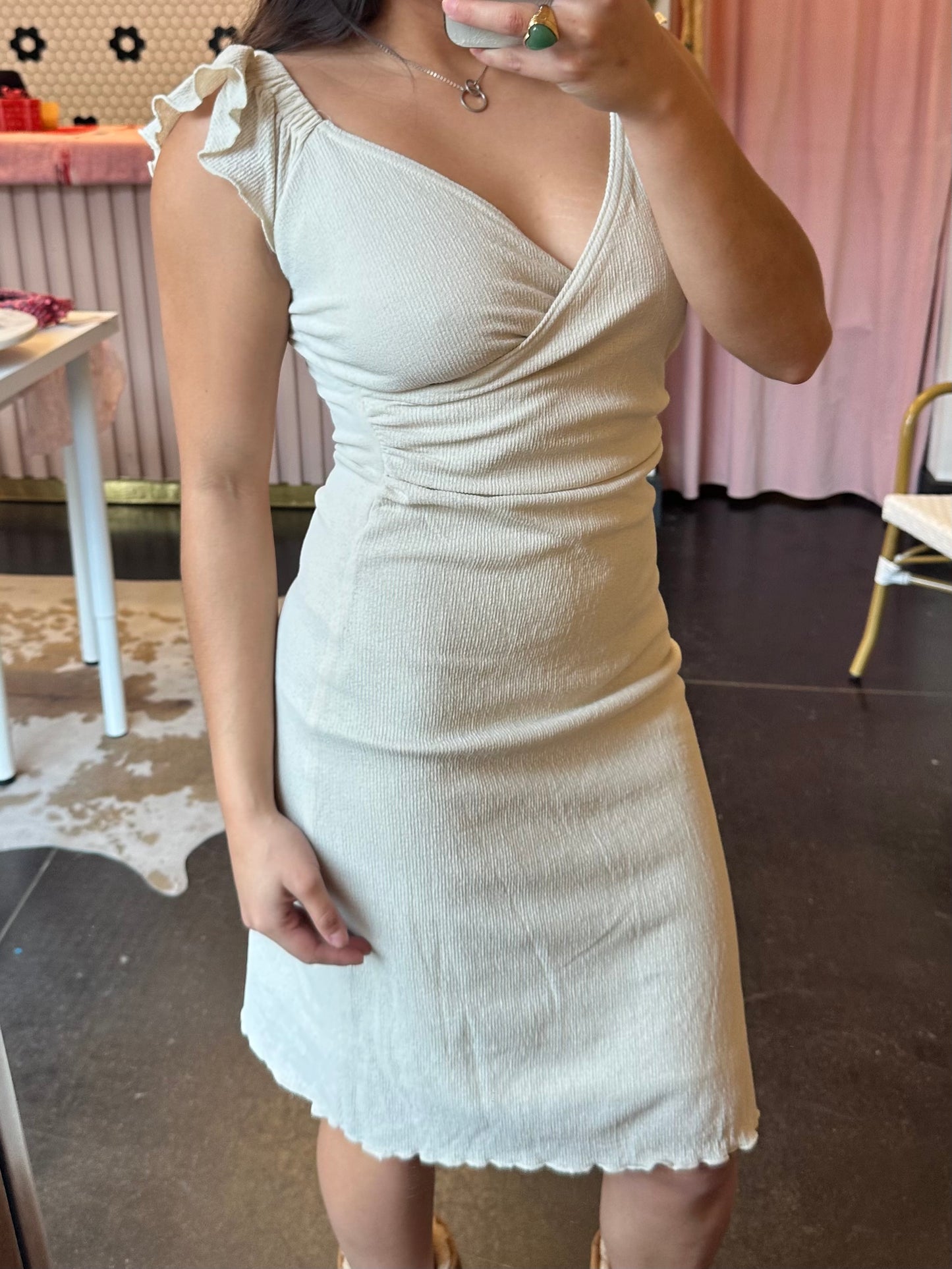 90s La Belle Cream Midi Dress (S)