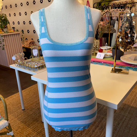 Abercrombie and Fitch Blue and White Striped Tank (L)